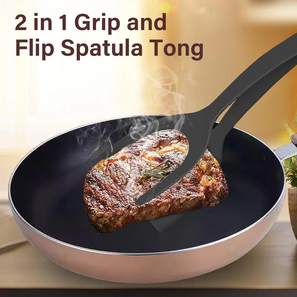 Multi-Purpose Spatula-Tongs – Heat-Resistant Non-Stick Nylon Utensil for Flipping, Serving & Handling Eggs, Pancakes, Fish