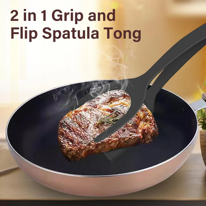 Multi-Purpose Spatula-Tongs – Heat-Resistant Non-Stick Nylon Utensil for Flipping, Serving & Handling Eggs, Pancakes, Fish