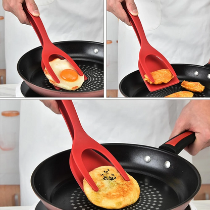 Multi-Purpose Spatula-Tongs – Heat-Resistant Non-Stick Nylon Utensil for Flipping, Serving & Handling Eggs, Pancakes, Fish