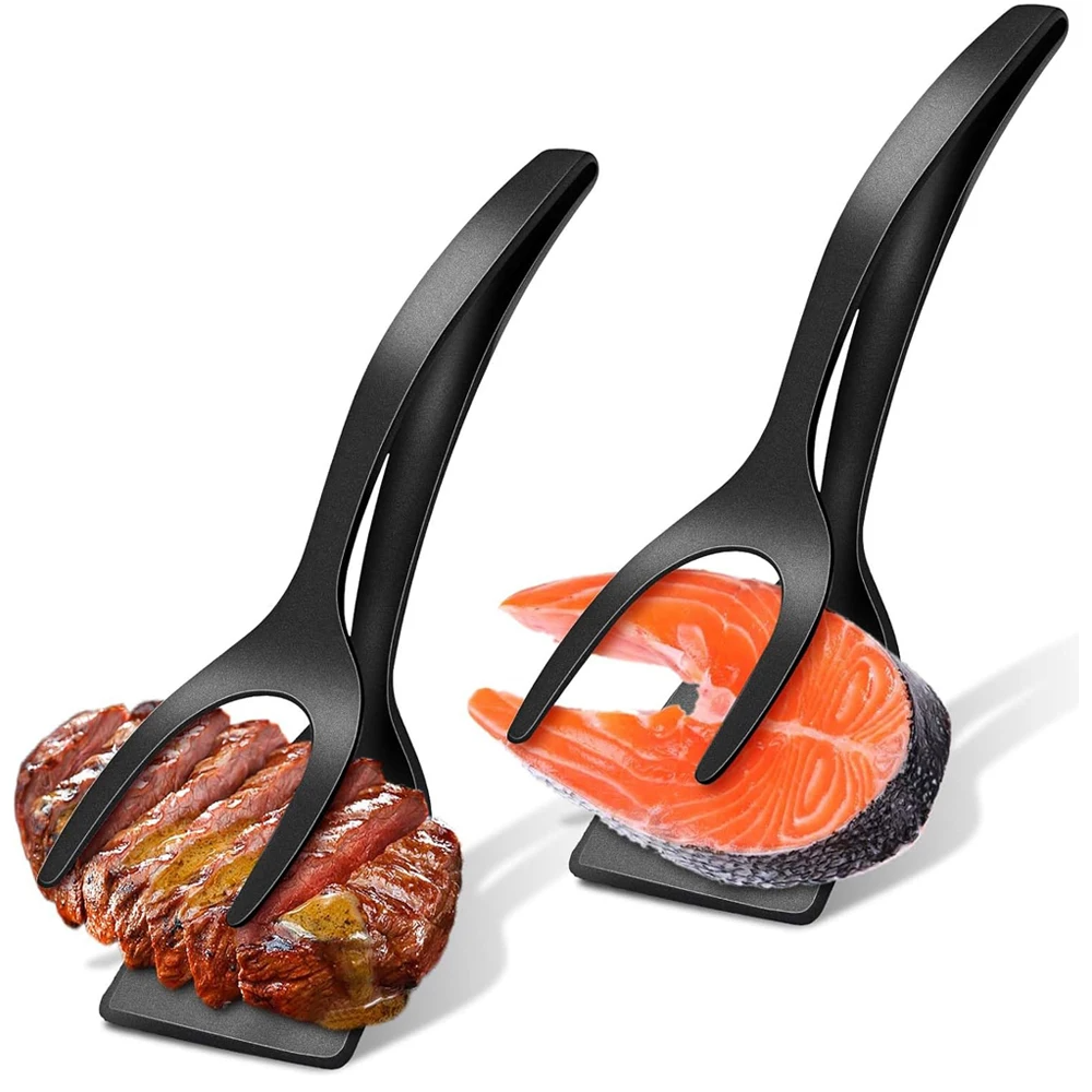 Multi-Purpose Spatula-Tongs – Heat-Resistant Non-Stick Nylon Utensil for Flipping, Serving & Handling Eggs, Pancakes, Fish