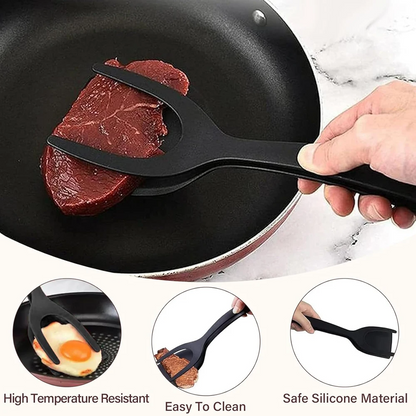 Multi-Purpose Spatula-Tongs – Heat-Resistant Non-Stick Nylon Utensil for Flipping, Serving & Handling Eggs, Pancakes, Fish