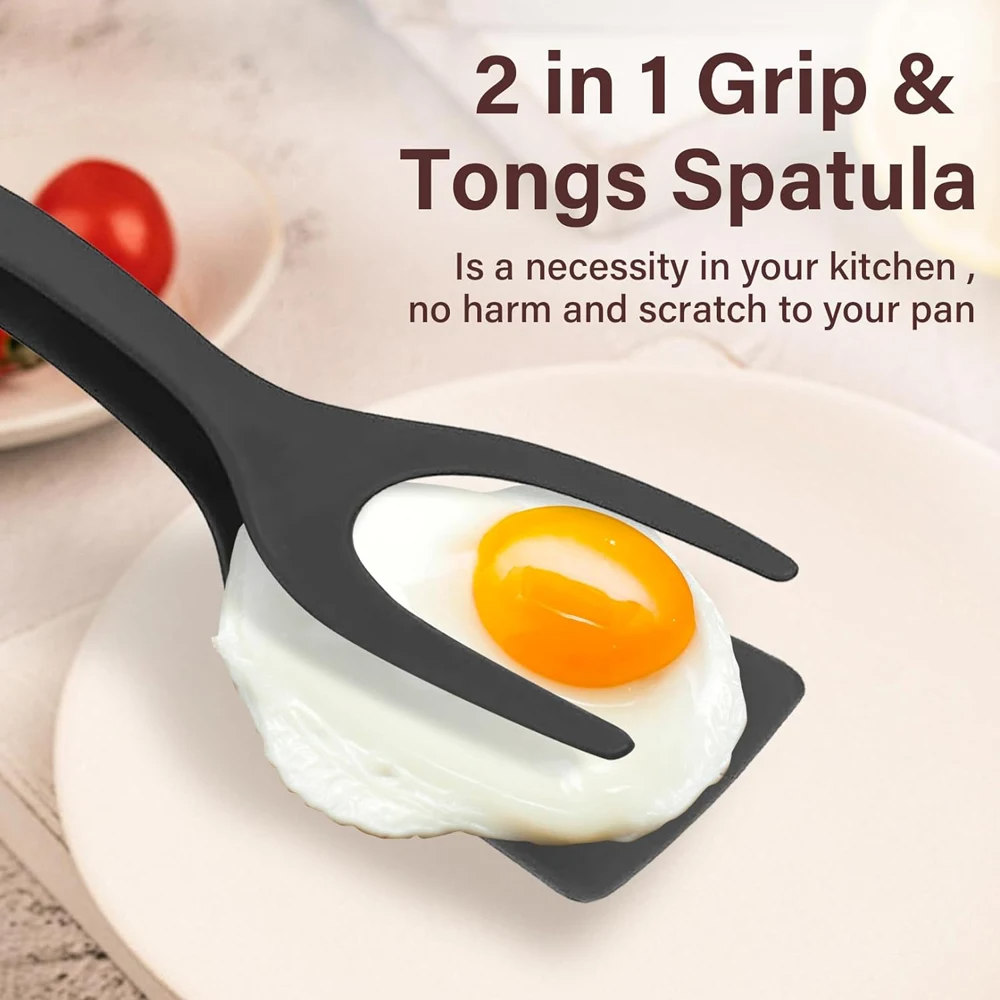 Multi-Purpose Spatula-Tongs – Heat-Resistant Non-Stick Nylon Utensil for Flipping, Serving & Handling Eggs, Pancakes, Fish