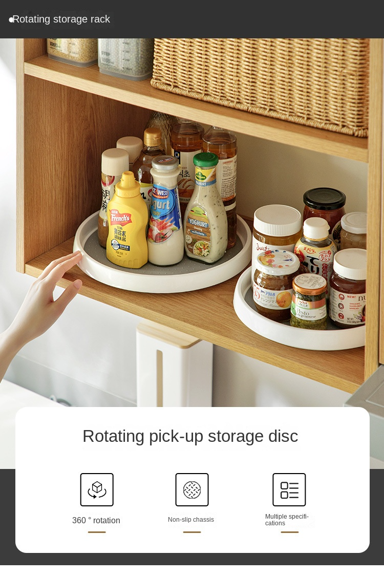 360° Rotating Kitchen Storage Tray – Space Saving Spice & Organizer