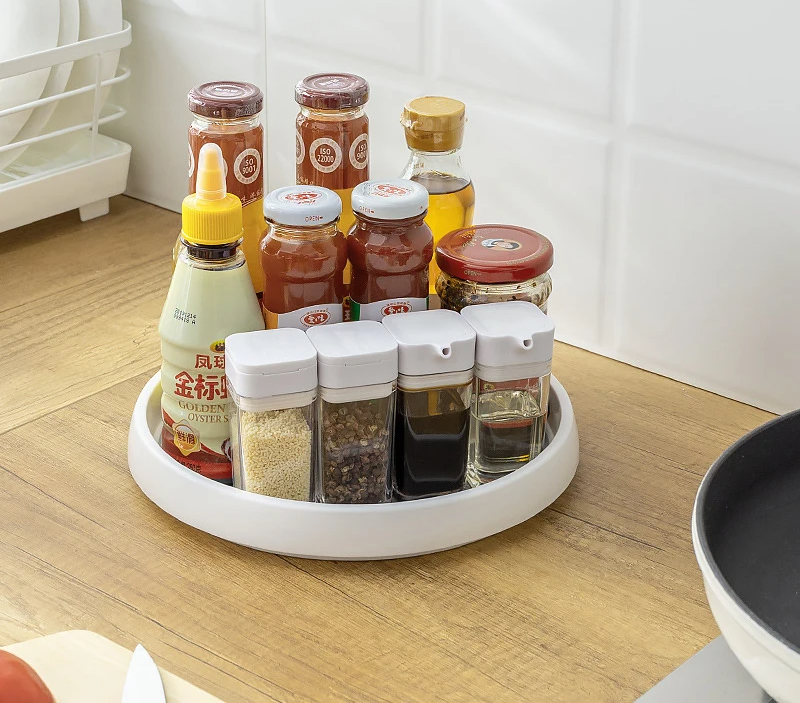 360° Rotating Kitchen Storage Tray – Space Saving Spice & Organizer