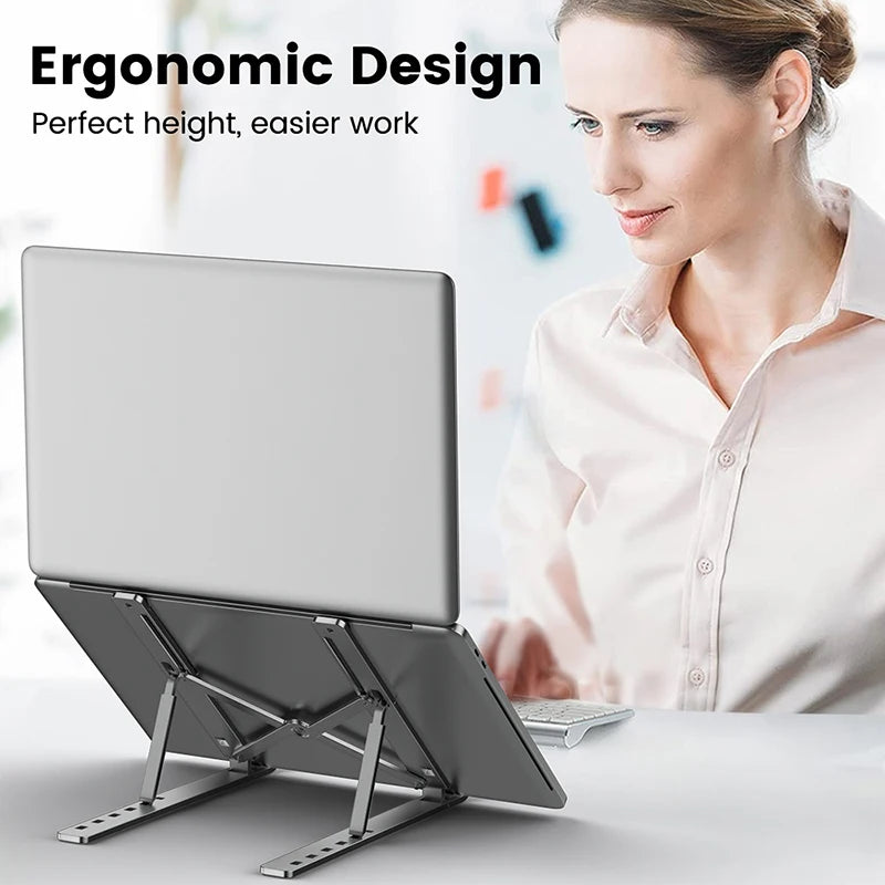 Aluminum Alloy Laptop Holder Stand Adjustable Foldable Portable for Notebook Computer Bracket Lifting Cooling Holder Non-Slip