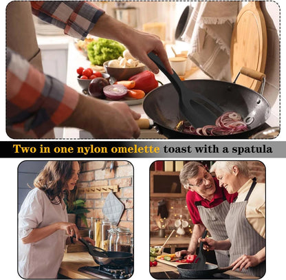 Multi-Purpose Spatula-Tongs – Heat-Resistant Non-Stick Nylon Utensil for Flipping, Serving & Handling Eggs, Pancakes, Fish